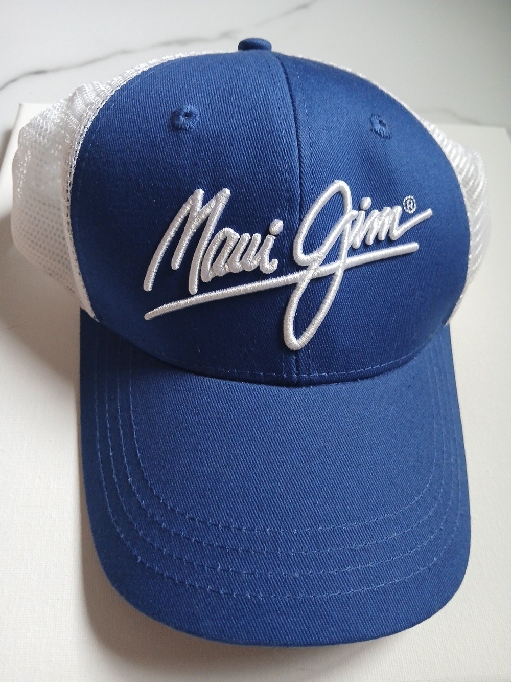 Maui Jim Blue & White Mesh Trucker Hat